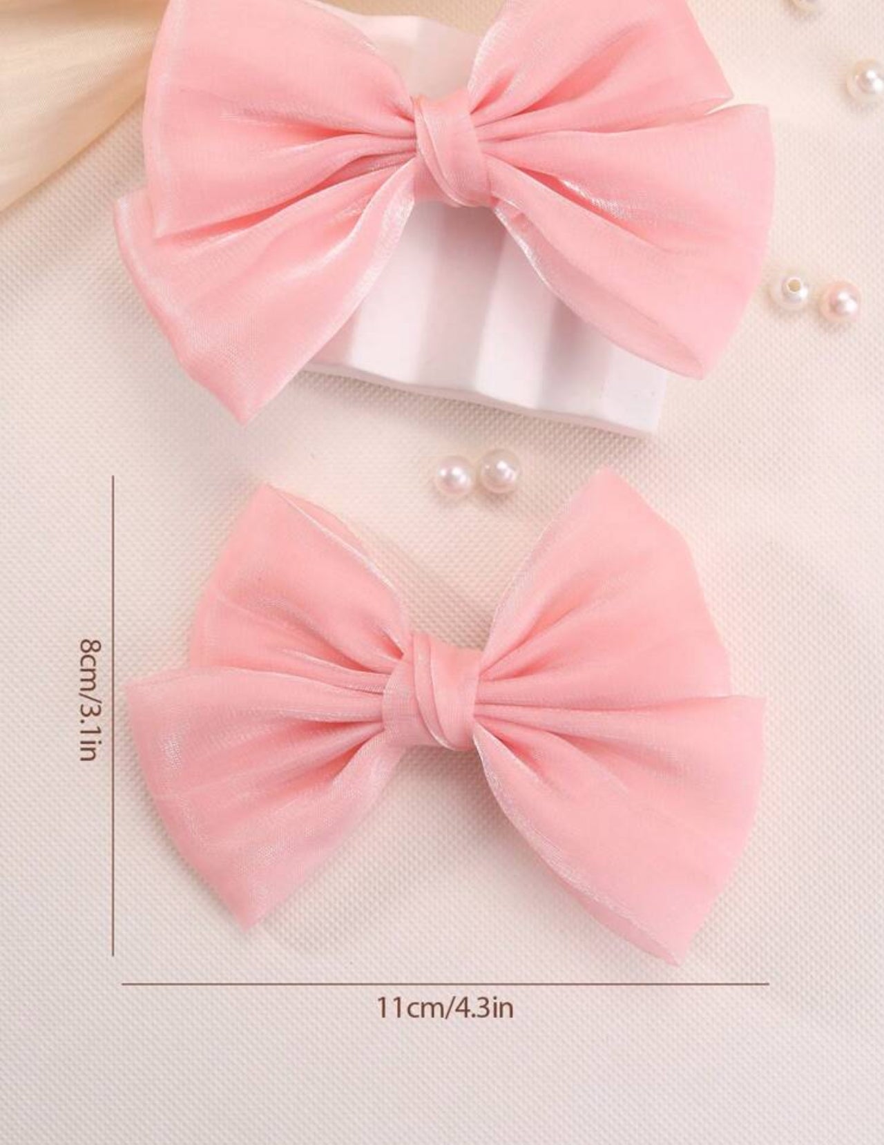 Pink Bow Clips Set (2 pcs)