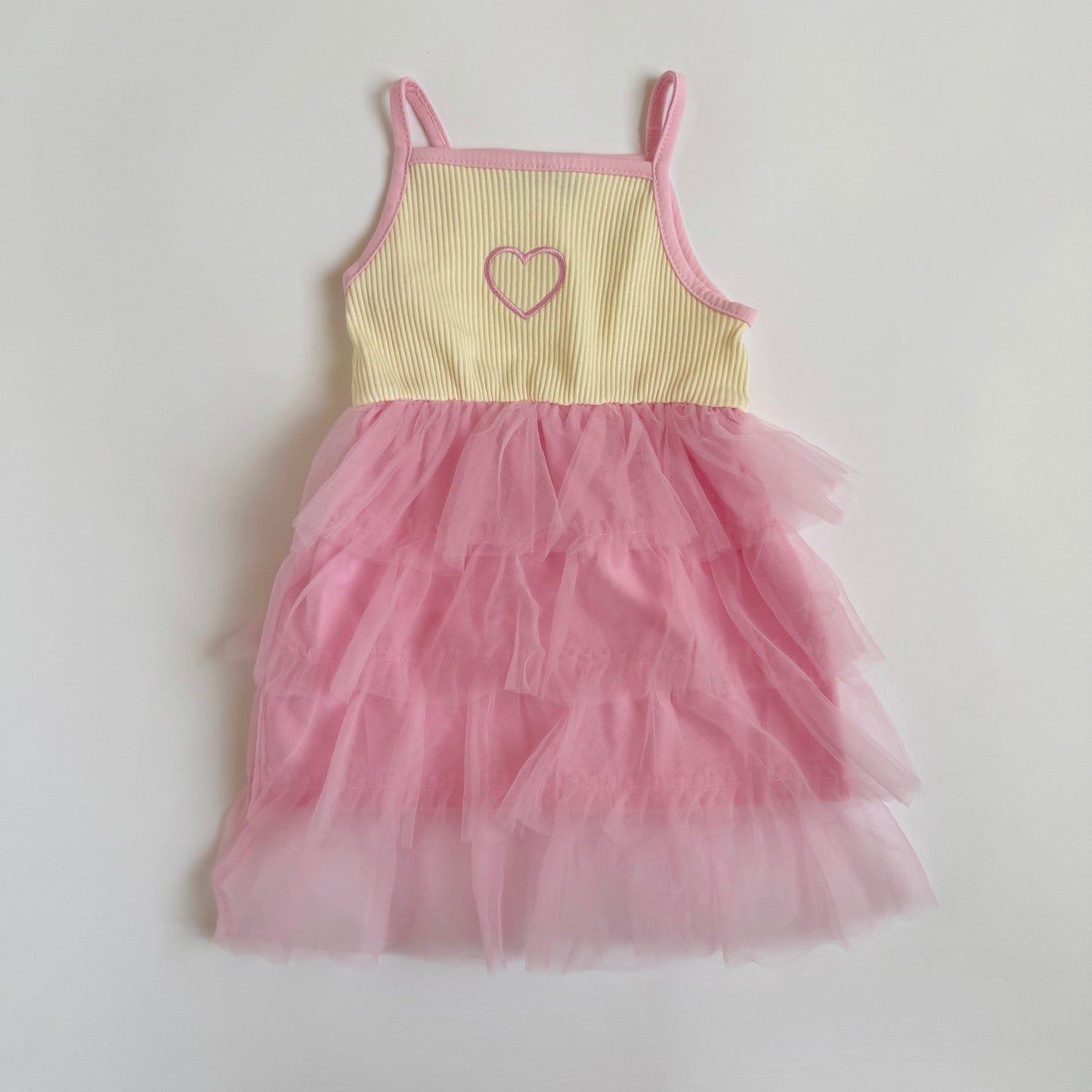 SPAGHETTI STRAP TULLE DRESS - PINK