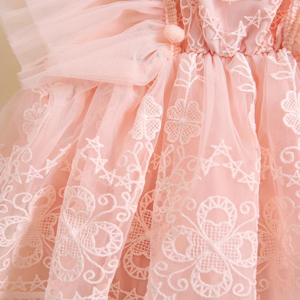 Pompom Romper Dress - Pink