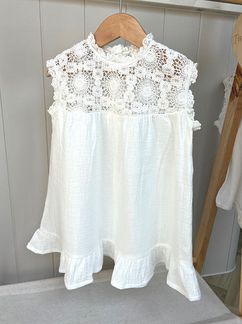 Sleeveless Summer Dress - White