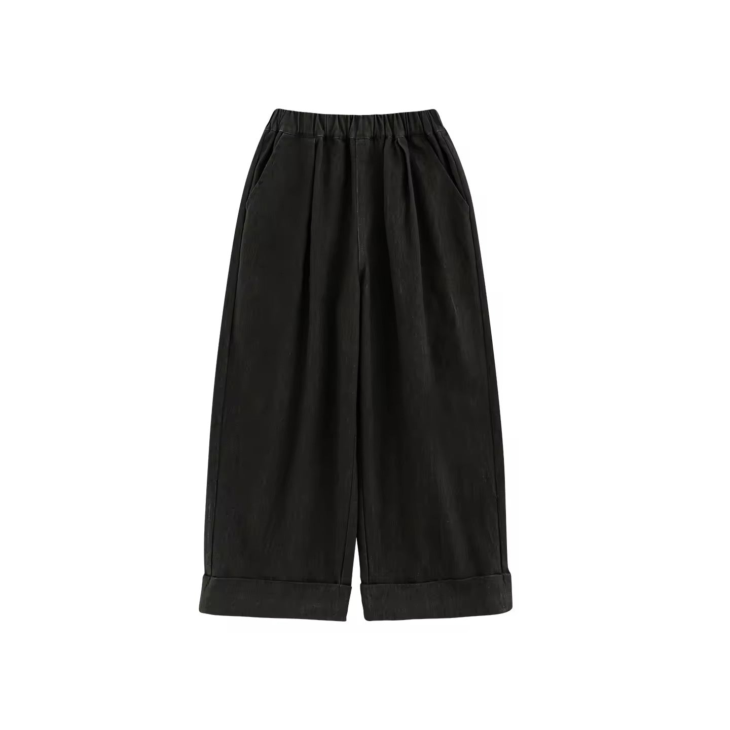 LONG COTTON PANTS - CHARCOAL BLACK
