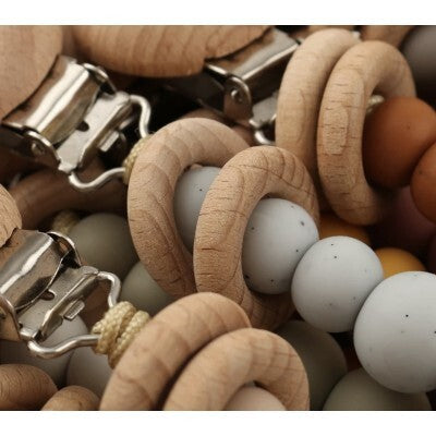 Pacifier Clip - Silicone - Sky Grey with Speckles