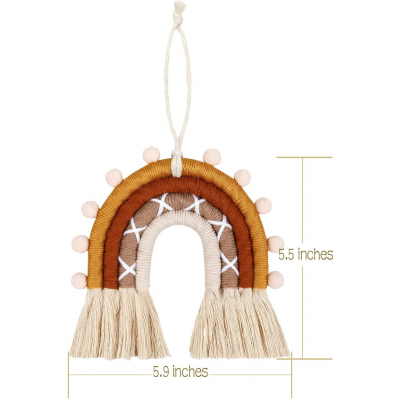 Rainbow Wall Décor - Brown Pom Poms