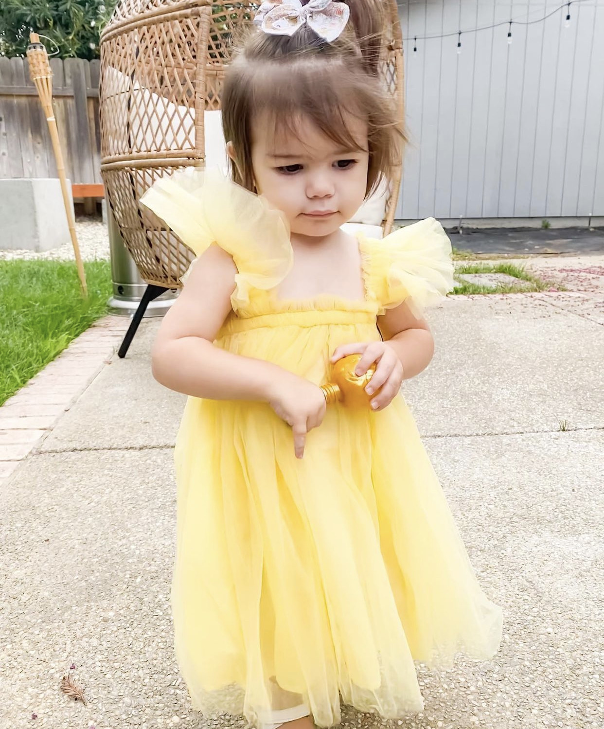 Butterfly Tulle Dress - Yellow
