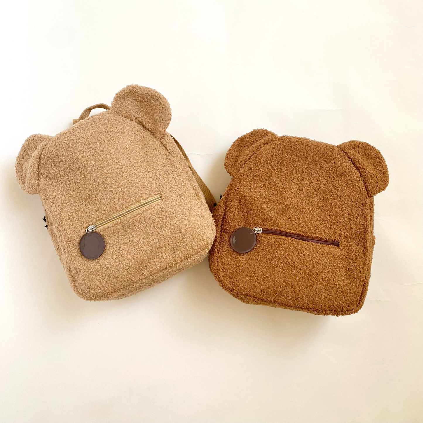 Fuzzy Bear Backpack - Dark Beige