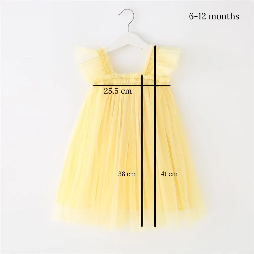 Butterfly Tulle Dress - Yellow