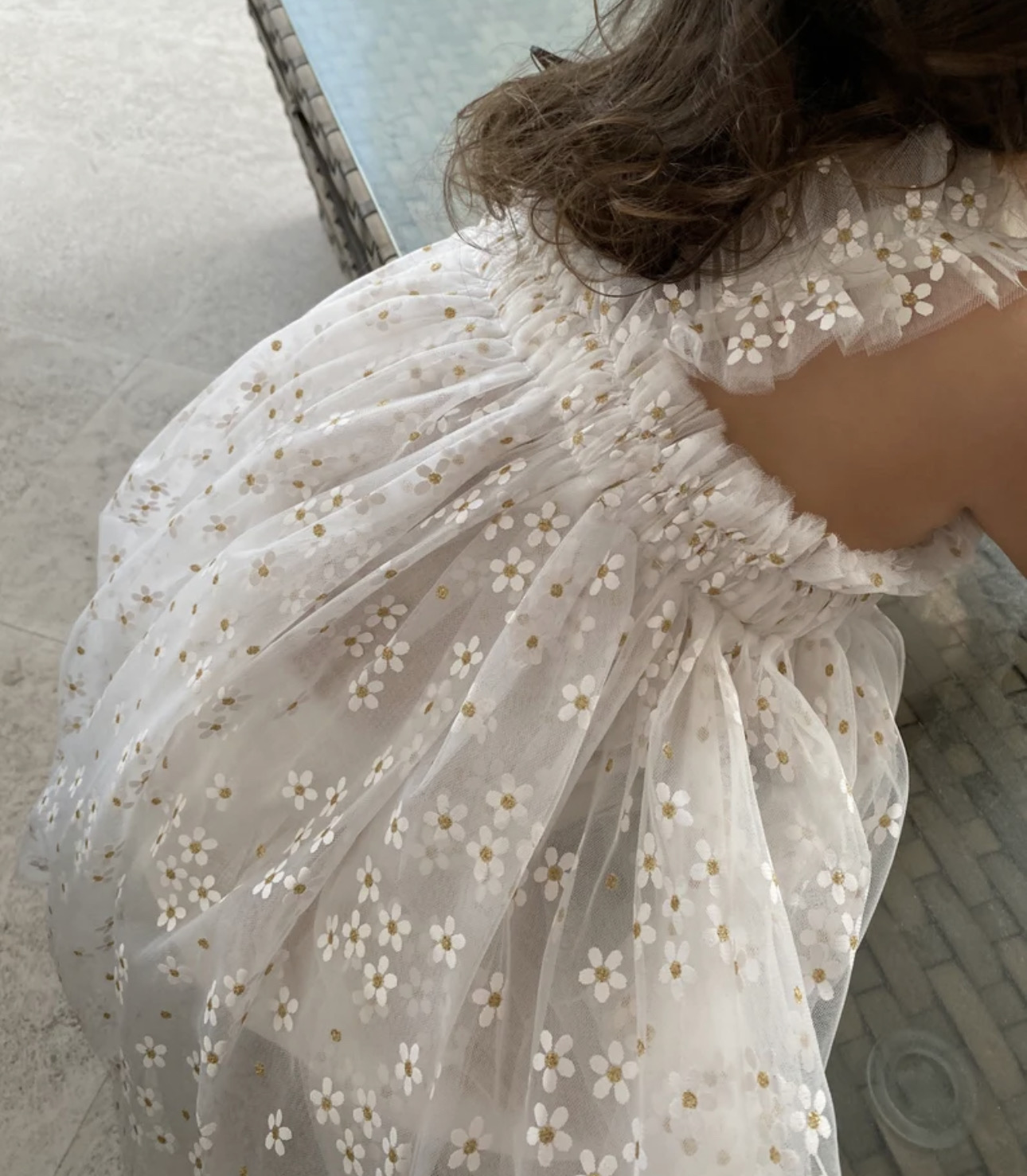 Mini Daisy Tulle Dress - White