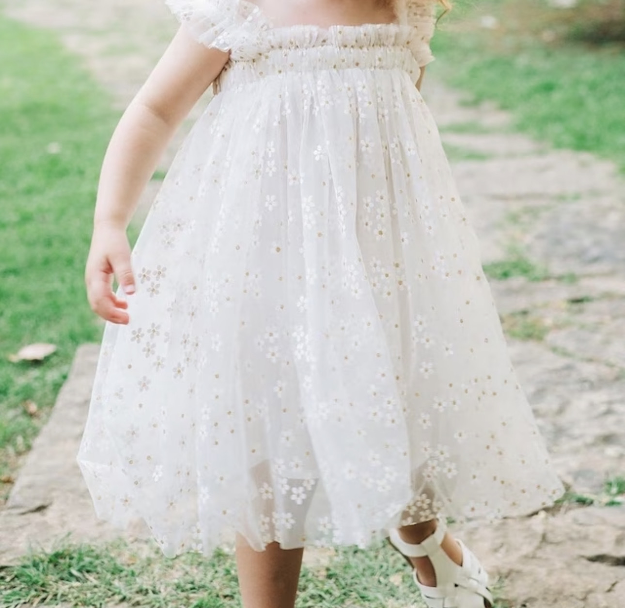 Mini Daisy Tulle Dress - White