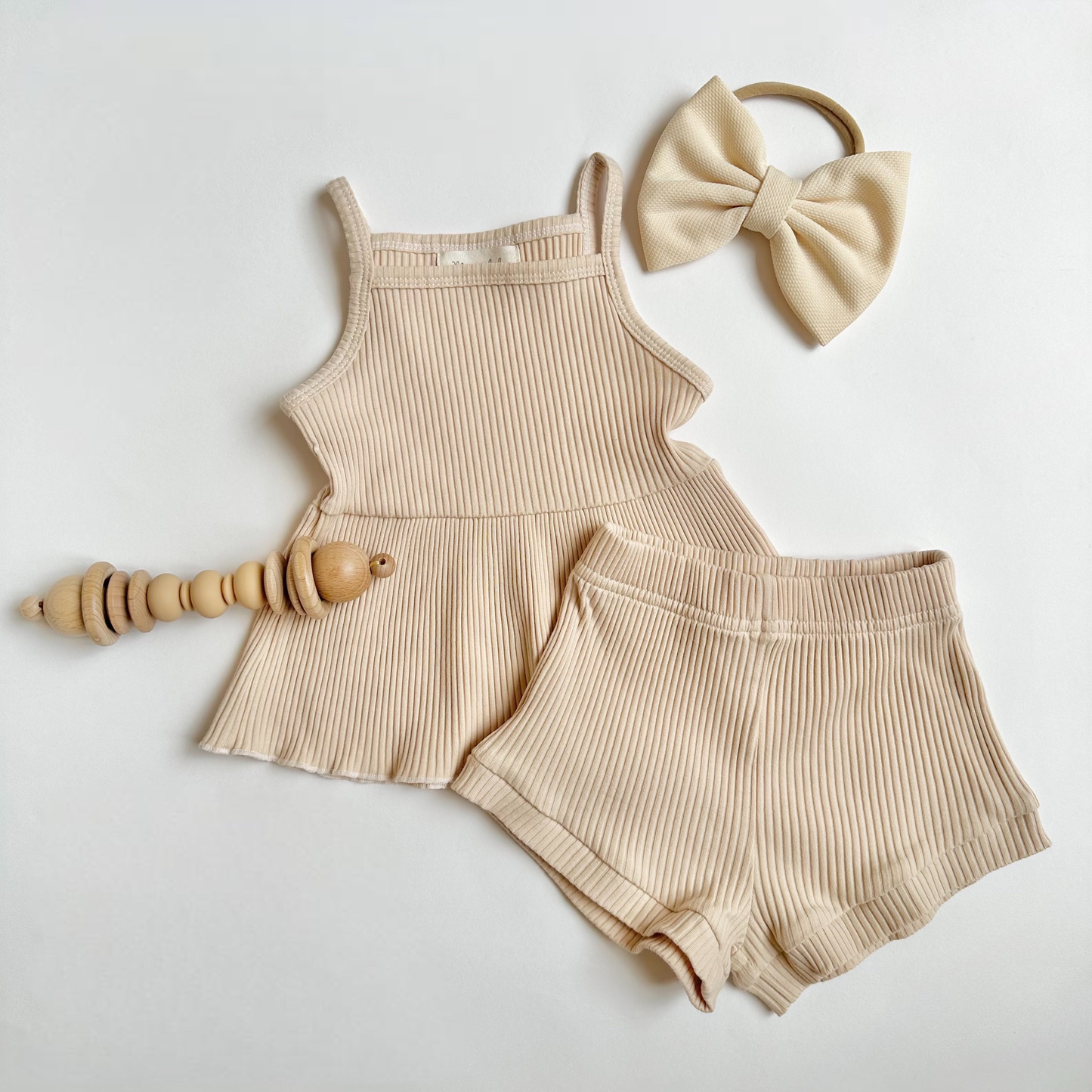 Ribbed Tank & Shorts - Cream