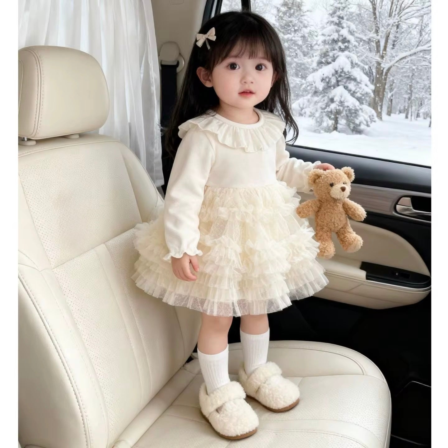 Long sleeve dress - cream