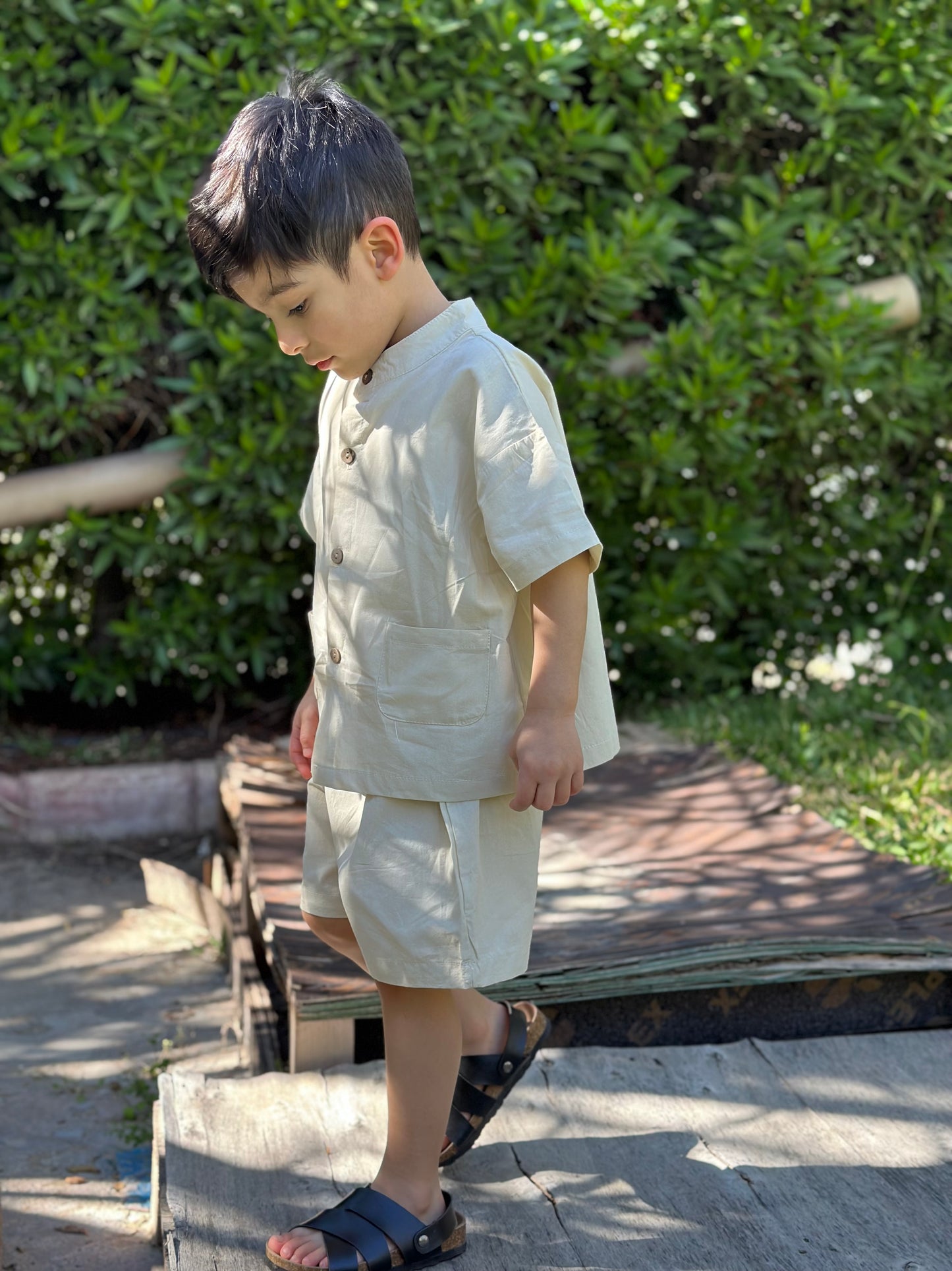 Shirt & Shorts Set - Cream