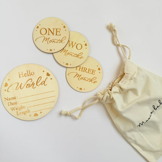 Wooden Milestone Cards - Heart Set