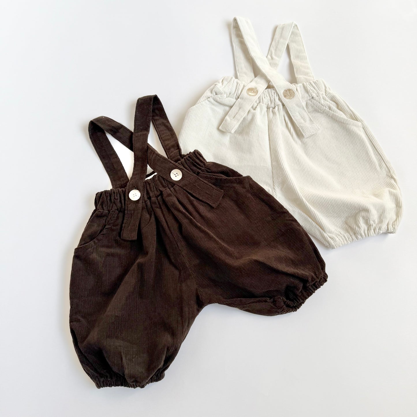 CORDUROY Overall Romper - White