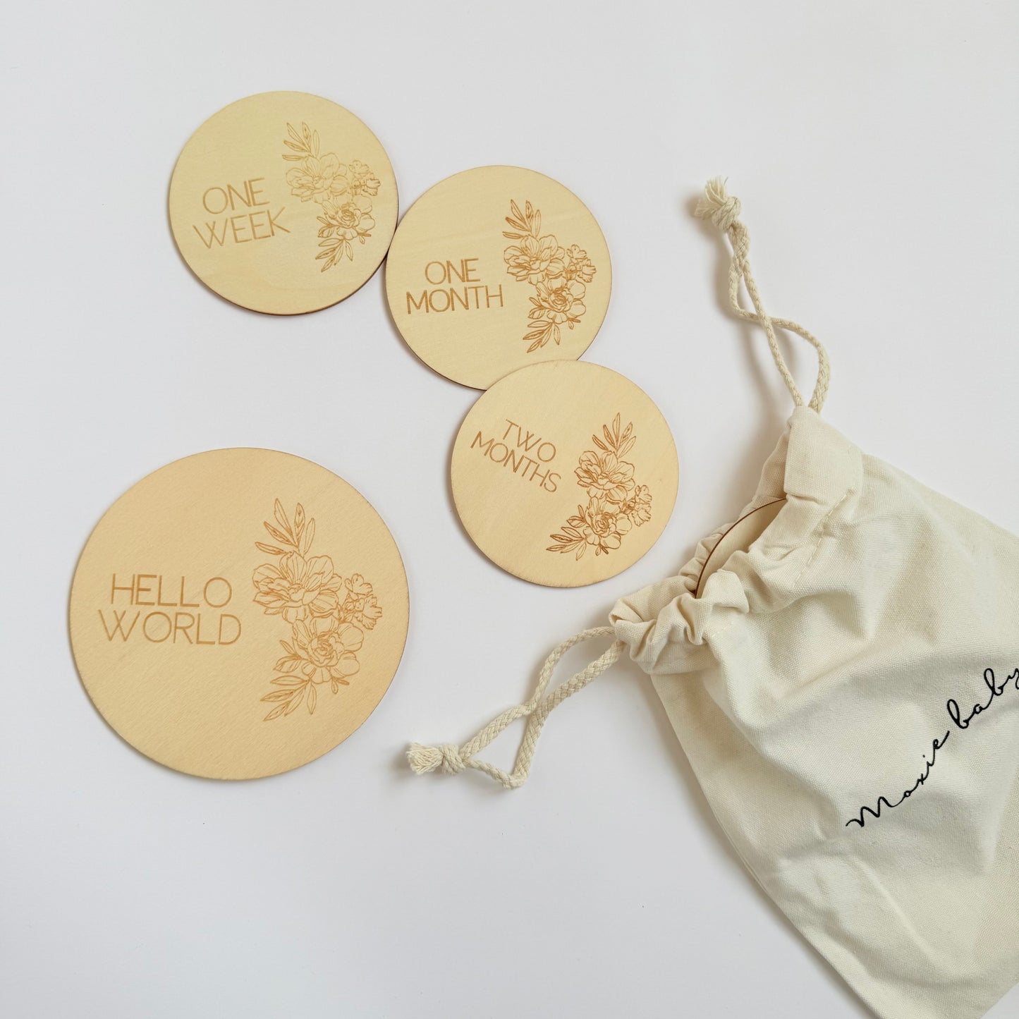 Wooden Milestone Cards - Flowers