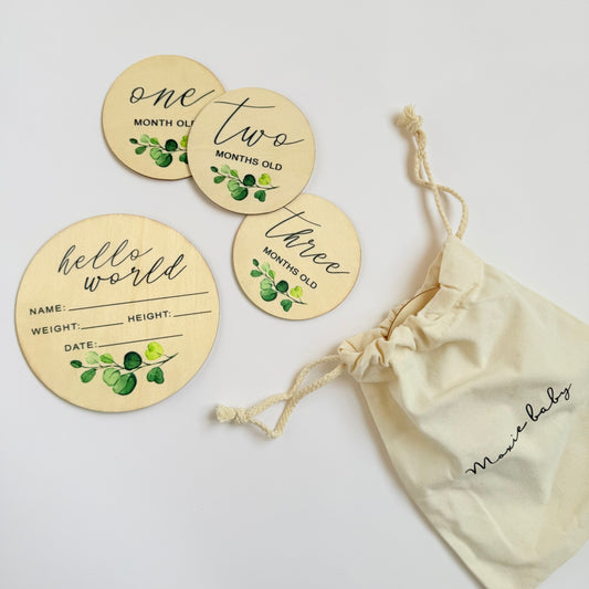 Wooden Milestone Cards - Watercolour Set