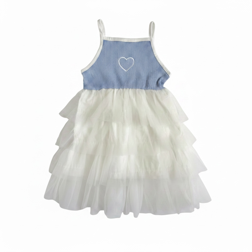 SPAGHETTI STRAP TULLE DRESS - BLUE