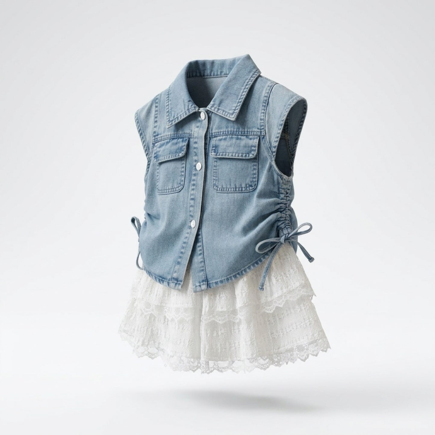 Light Denim Shirt & Short Set