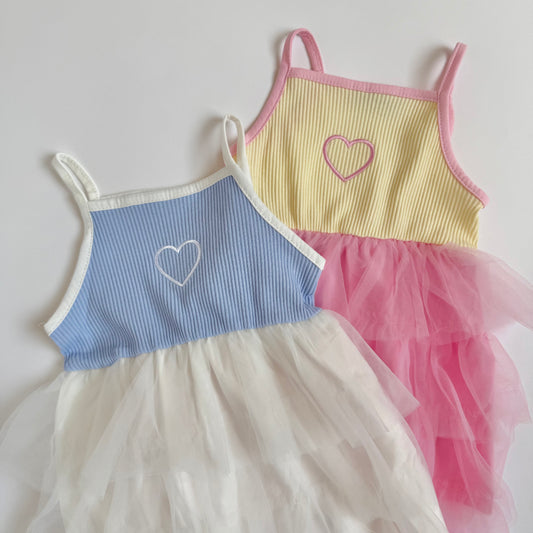 SPAGHETTI STRAP TULLE DRESS - PINK