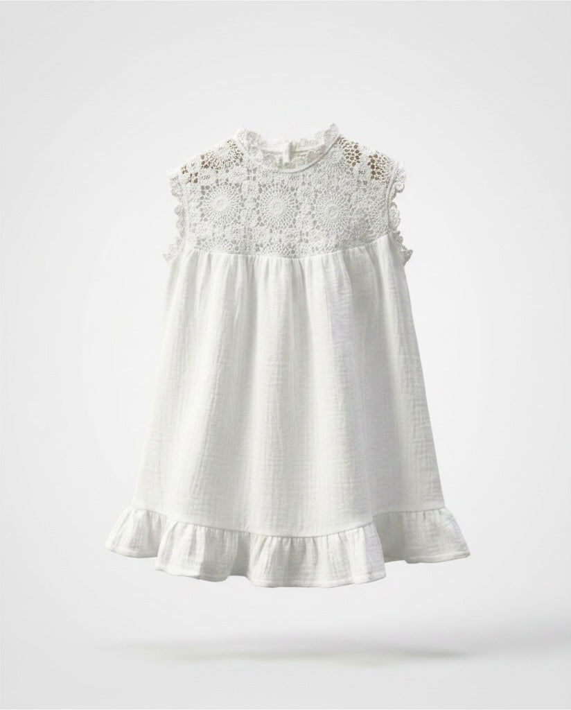 Sleeveless Summer Dress - White