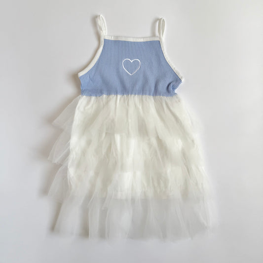 SPAGHETTI STRAP TULLE DRESS - BLUE