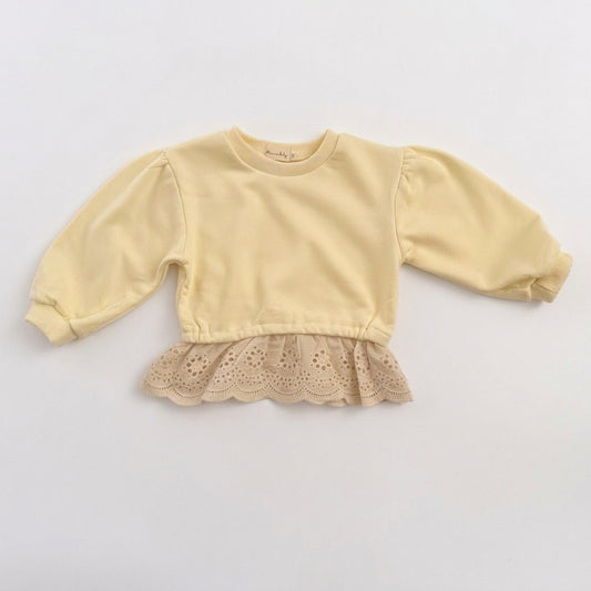 Lace Hem Sweatshirt - cream