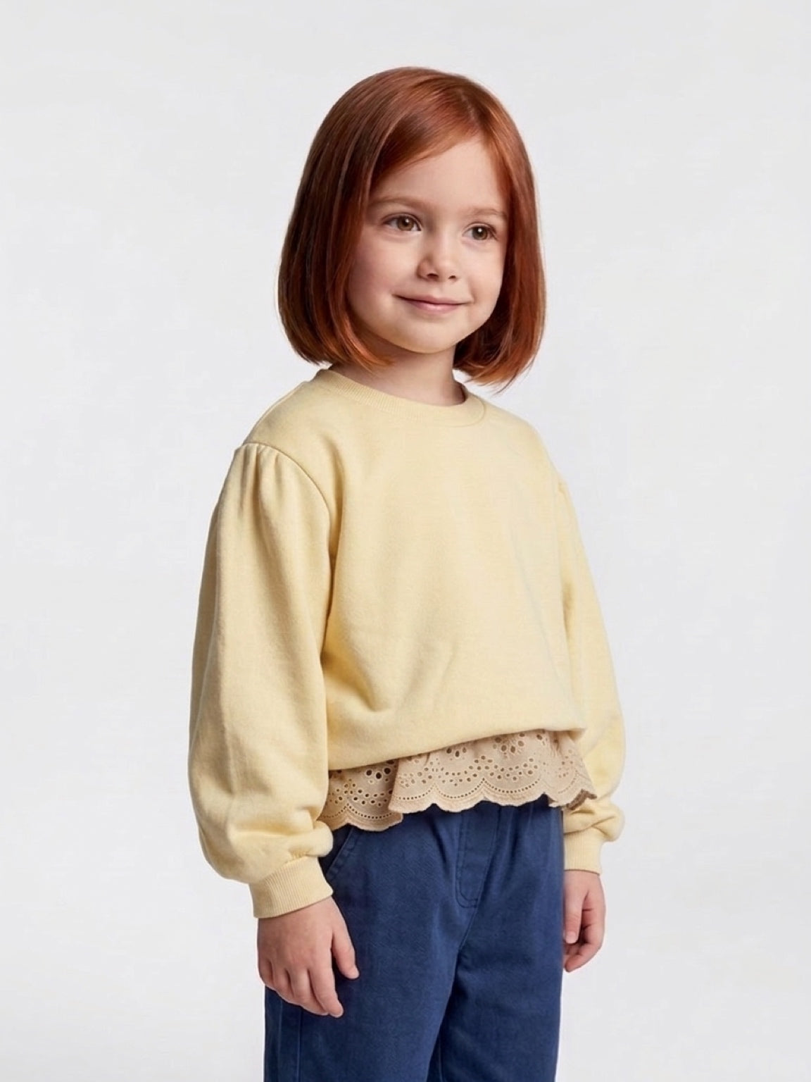 Lace Hem Sweatshirt - cream