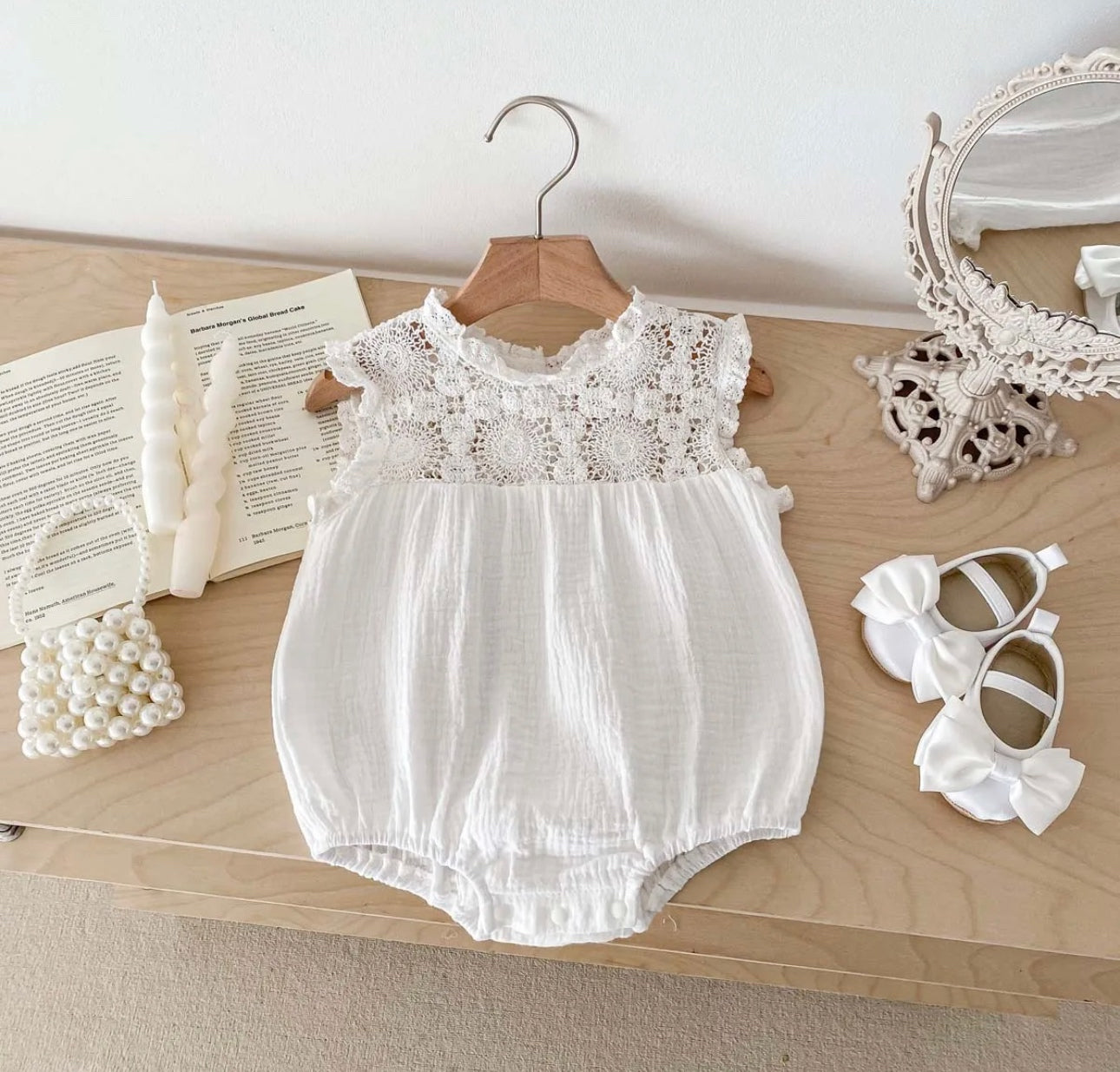Sleeveless Summer Romper - White
