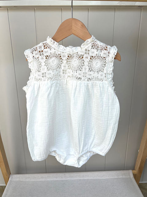 Sleeveless Summer Romper - White
