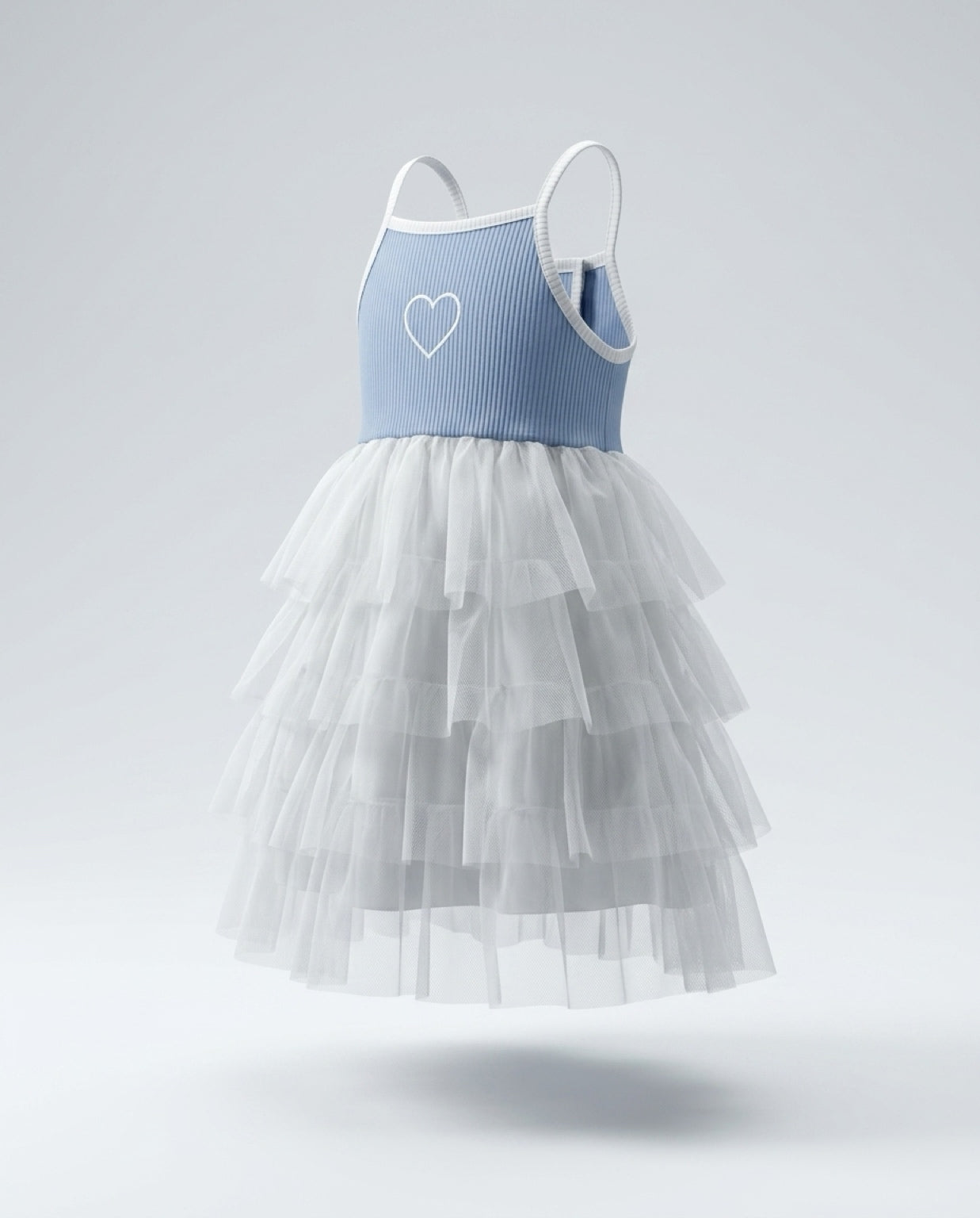 SPAGHETTI STRAP TULLE DRESS - BLUE