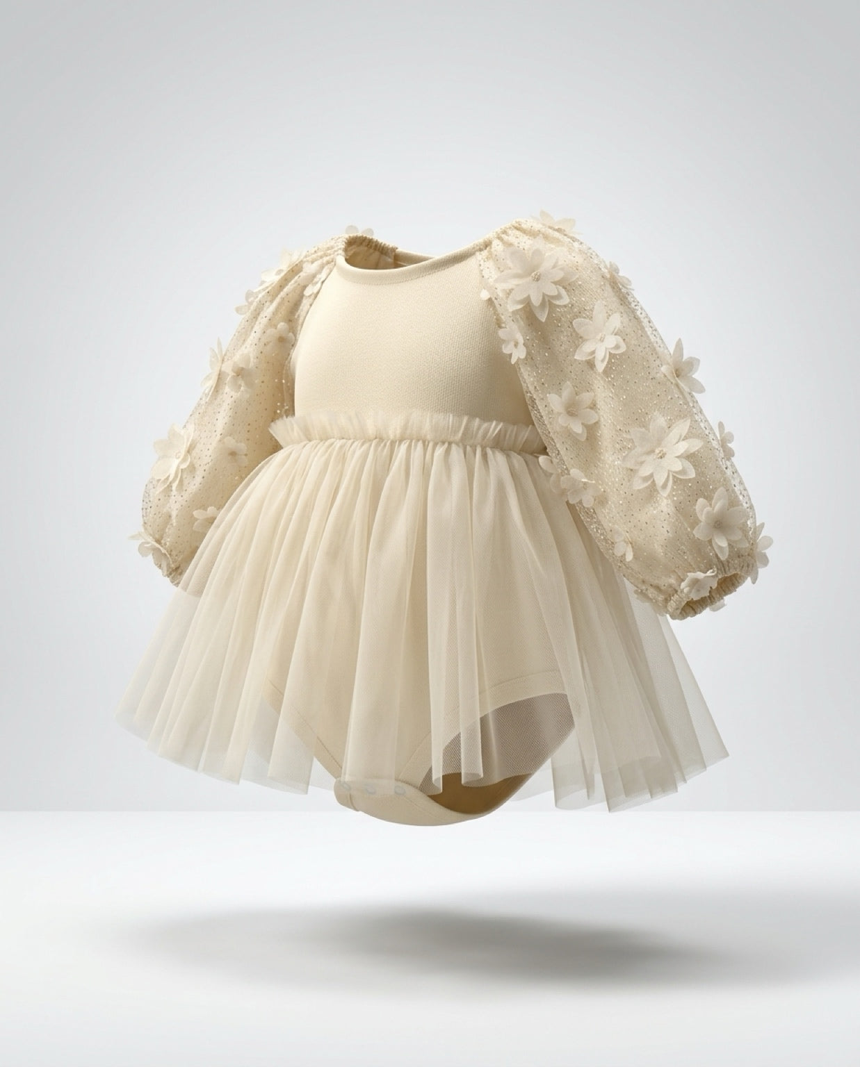 Flower Girl Sleeve Romper - Cream