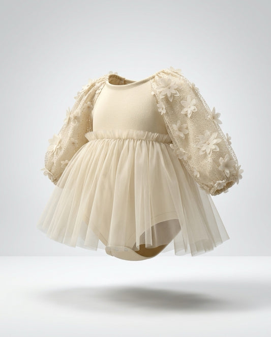 Flower Girl Sleeve Romper - Cream