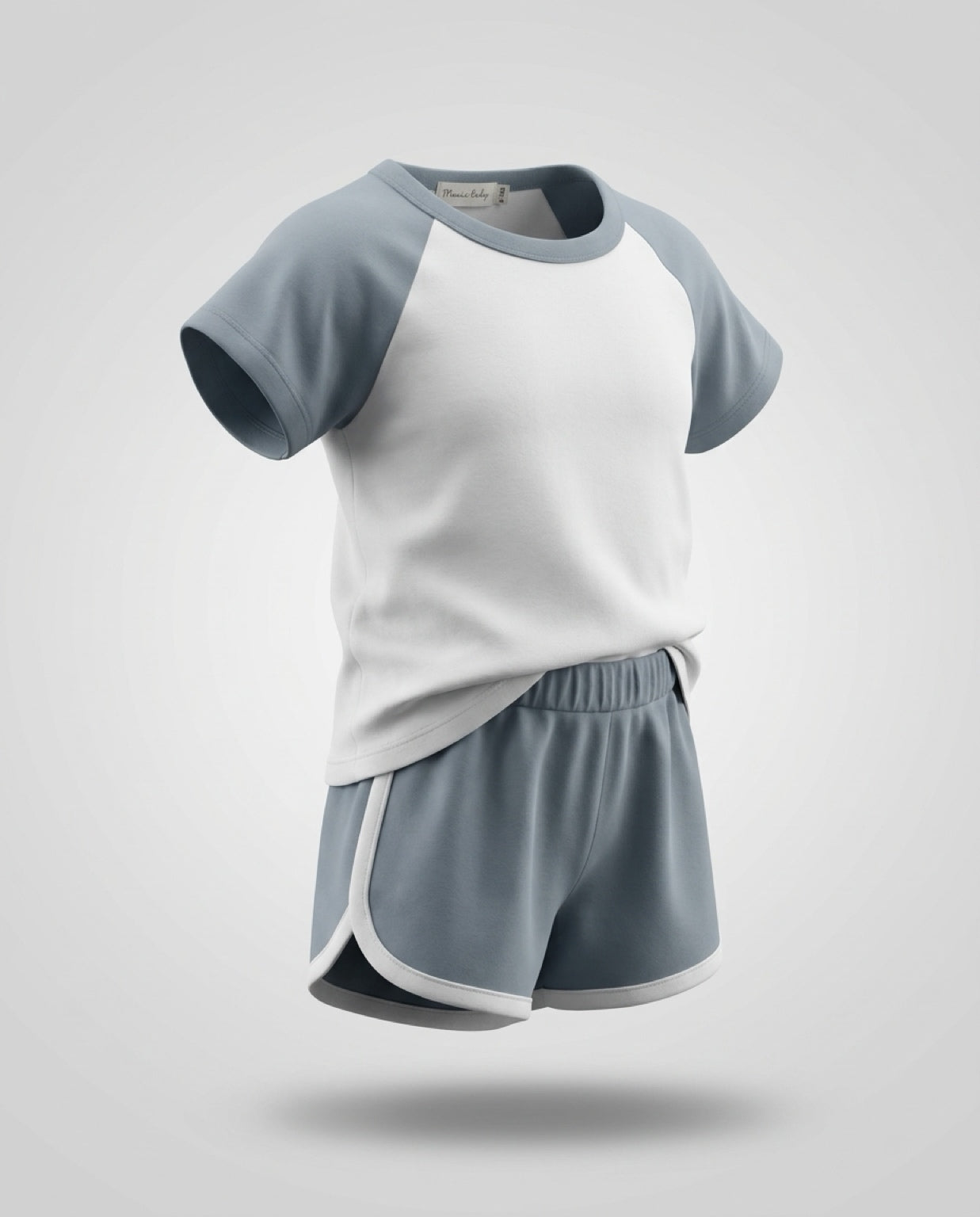 Retro Shirt & Shorts Set - Slate Blue
