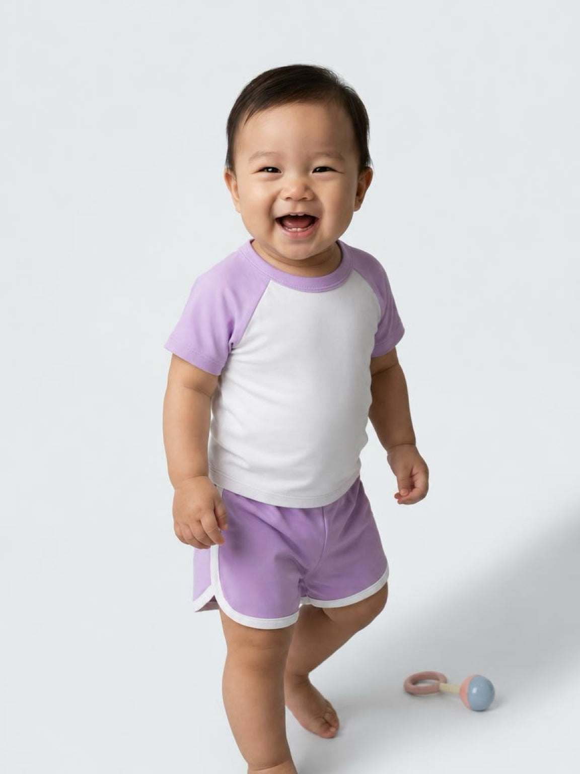 Retro Shirt & Shorts Set - Lavender