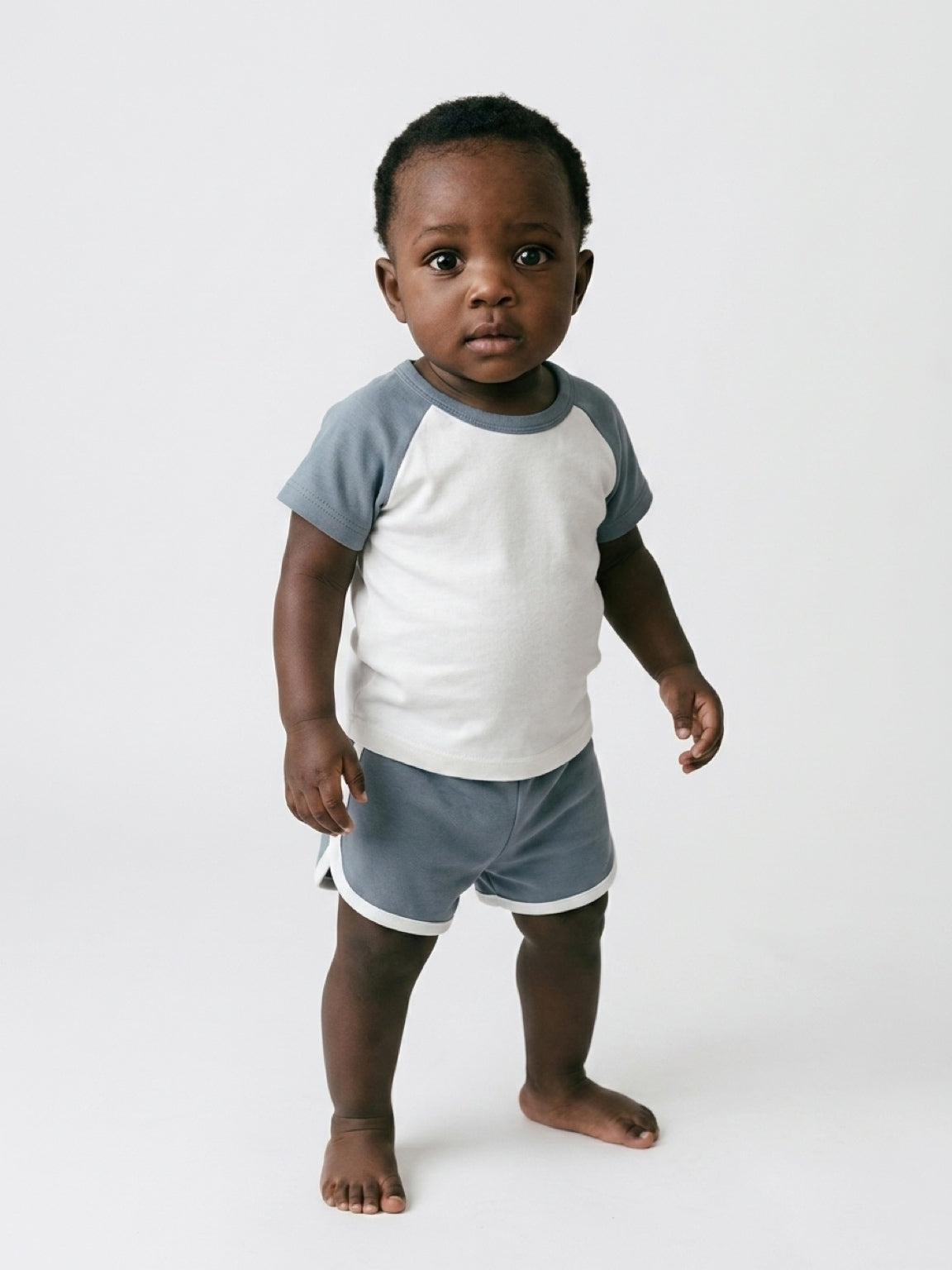 Retro Shirt & Shorts Set - Slate Blue