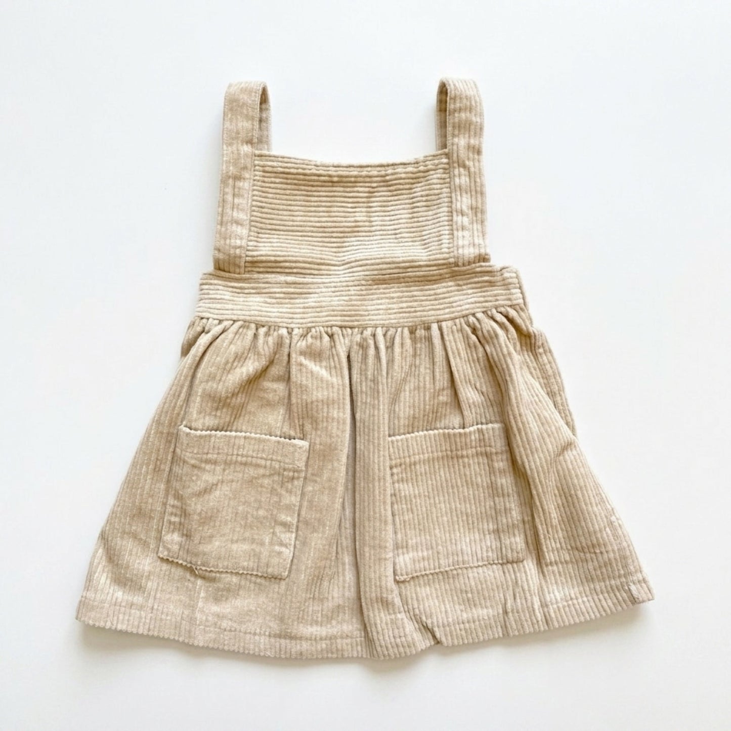 Corduroy Overall Dress - Cream