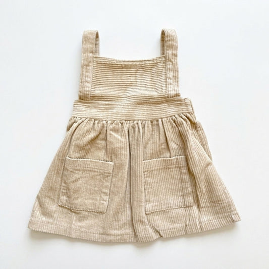 Corduroy Overall Dress - Cream