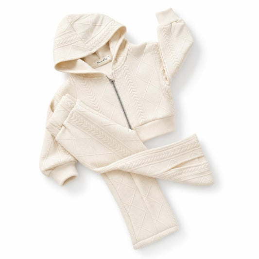 Two-piece Hoodie Set- Cream